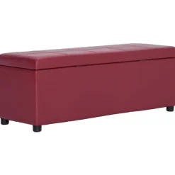 Bancs-vidaXL Banc avec compartiment de rangement 116 cm Bordeaux Similicuir Rouge bordeaux