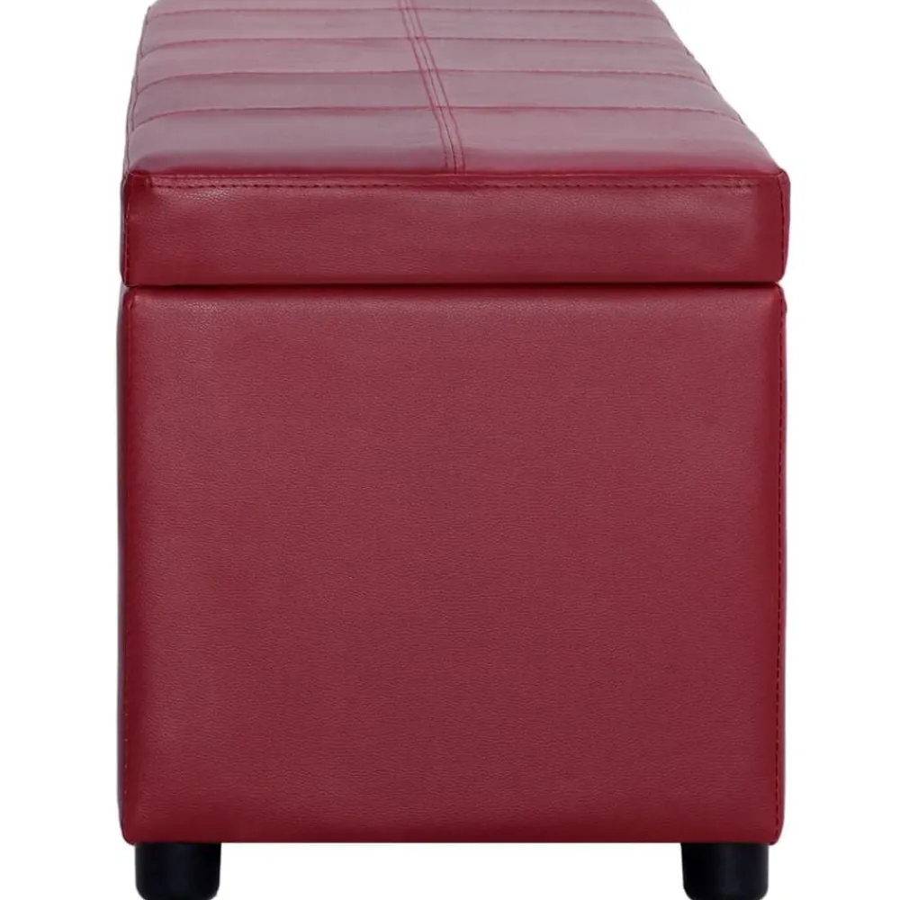 Bancs-vidaXL Banc avec compartiment de rangement 116 cm Bordeaux Similicuir Rouge bordeaux