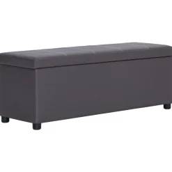 Bancs-vidaXL Banc avec compartiment de rangement 116 cm Similicuir Gris