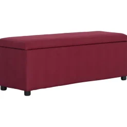 Bancs-vidaXL Banc avec compartiment de rangement 116 cm Bordeaux Polyester Rouge bordeaux
