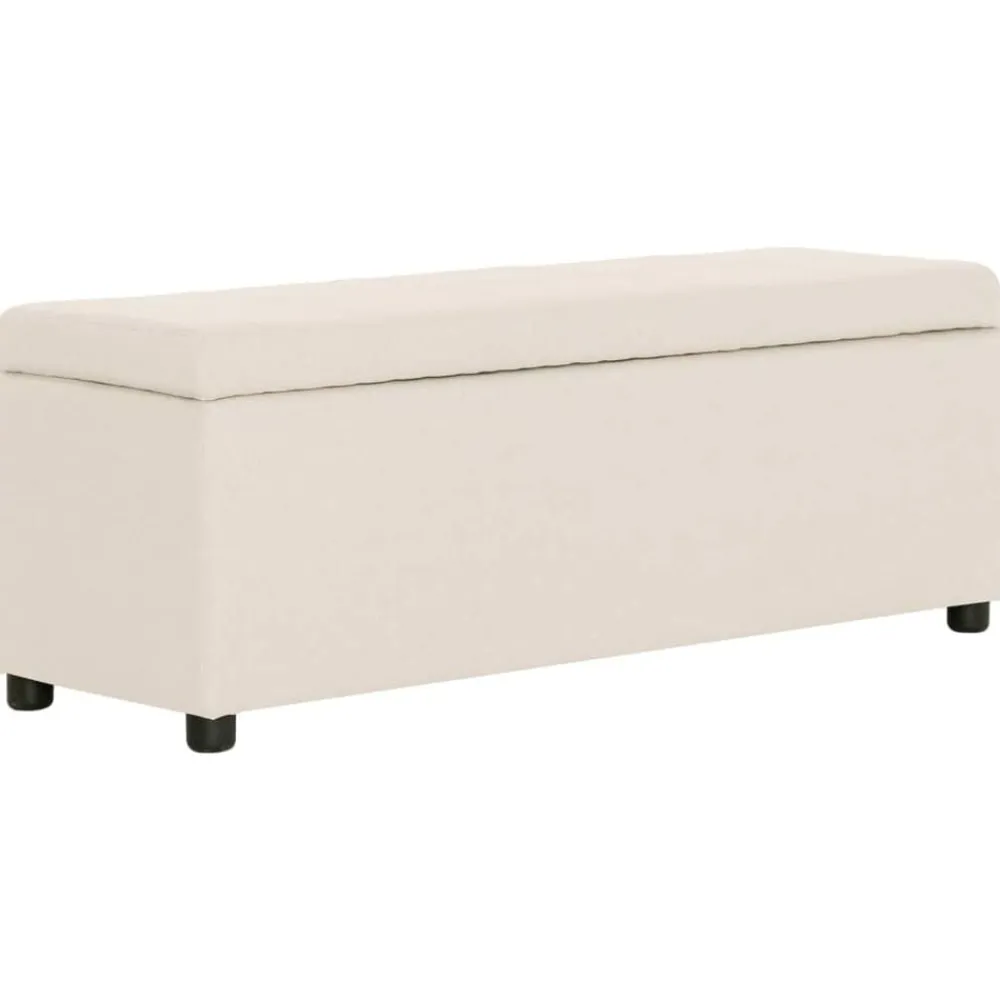 Bancs-vidaXL Banc avec compartiment de rangement 116 cm Crème Polyester Crème