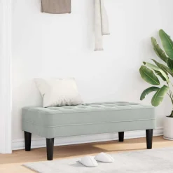 Bancs-vidaXL banc avec coussin 113 x 57 x 39 cm Velours Gris clair