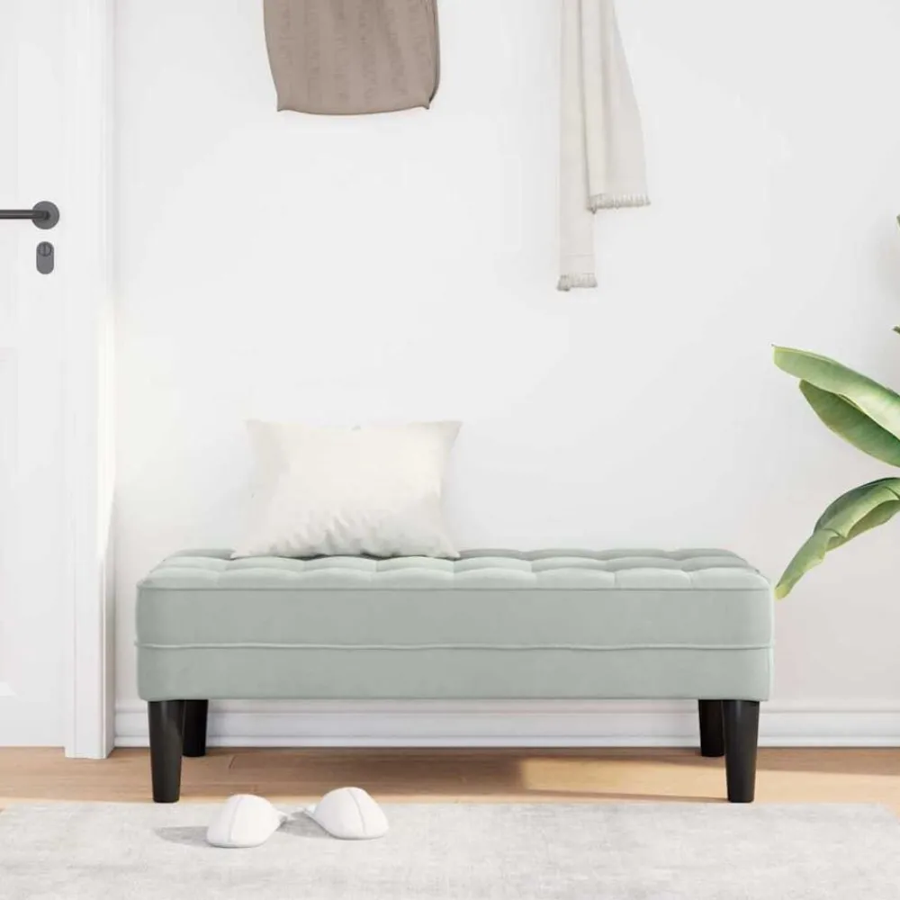 Bancs-vidaXL banc avec coussin 113 x 57 x 39 cm Velours Gris clair
