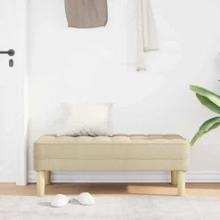 vidaXL banc avec coussin Crème 113 x 57 x 39 cm tissu