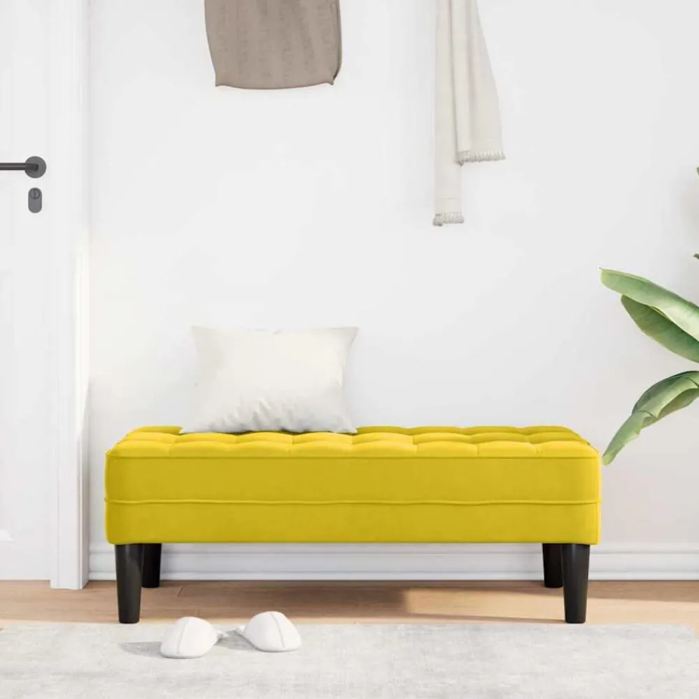 Bancs-vidaXL banc avec coussin 113 x 57 x 39 cm Velours Jaune