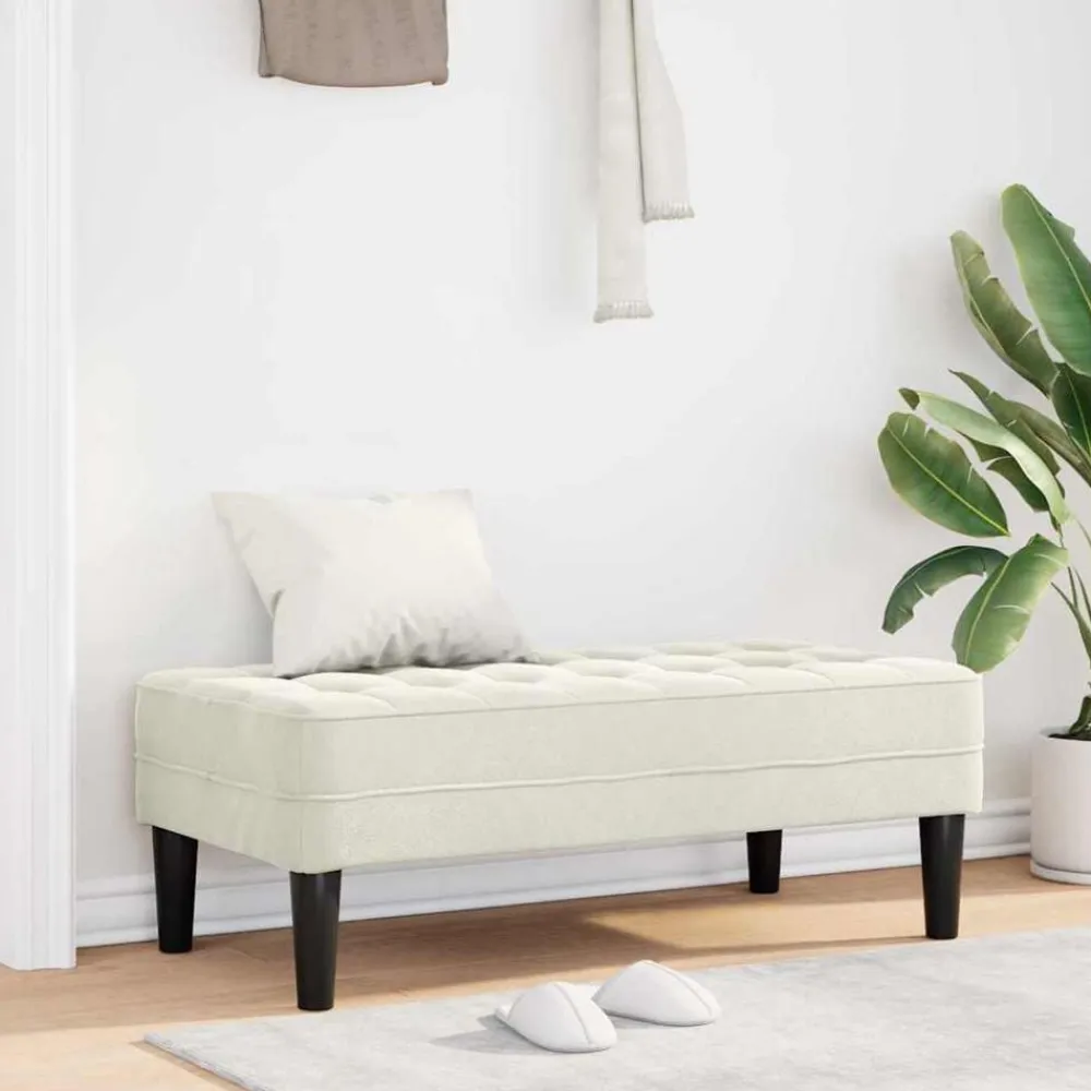 Bancs-vidaXL banc avec coussin Crème 113 x 57 x 39 cm Velours Crème