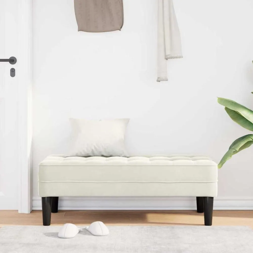 Bancs-vidaXL banc avec coussin Crème 113 x 57 x 39 cm Velours Crème
