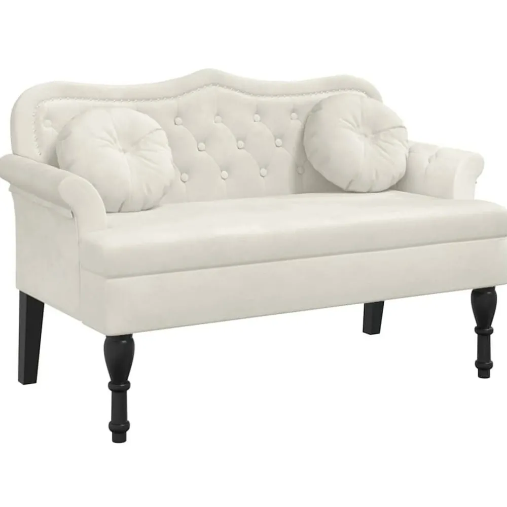vidaXL Banc avec coussins crème 120,5x65x75 cm velours