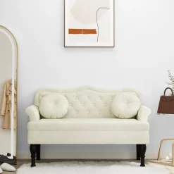 vidaXL Banc avec coussins crème 120,5x65x75 cm velours