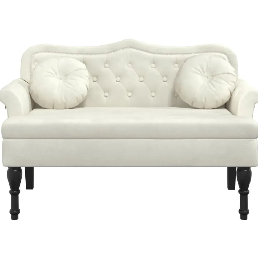 vidaXL Banc avec coussins crème 120,5x65x75 cm velours