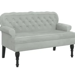 Bancs-vidaXL Banc avec dossier 119,5 x 64,5 x 75 cm Velours Gris clair