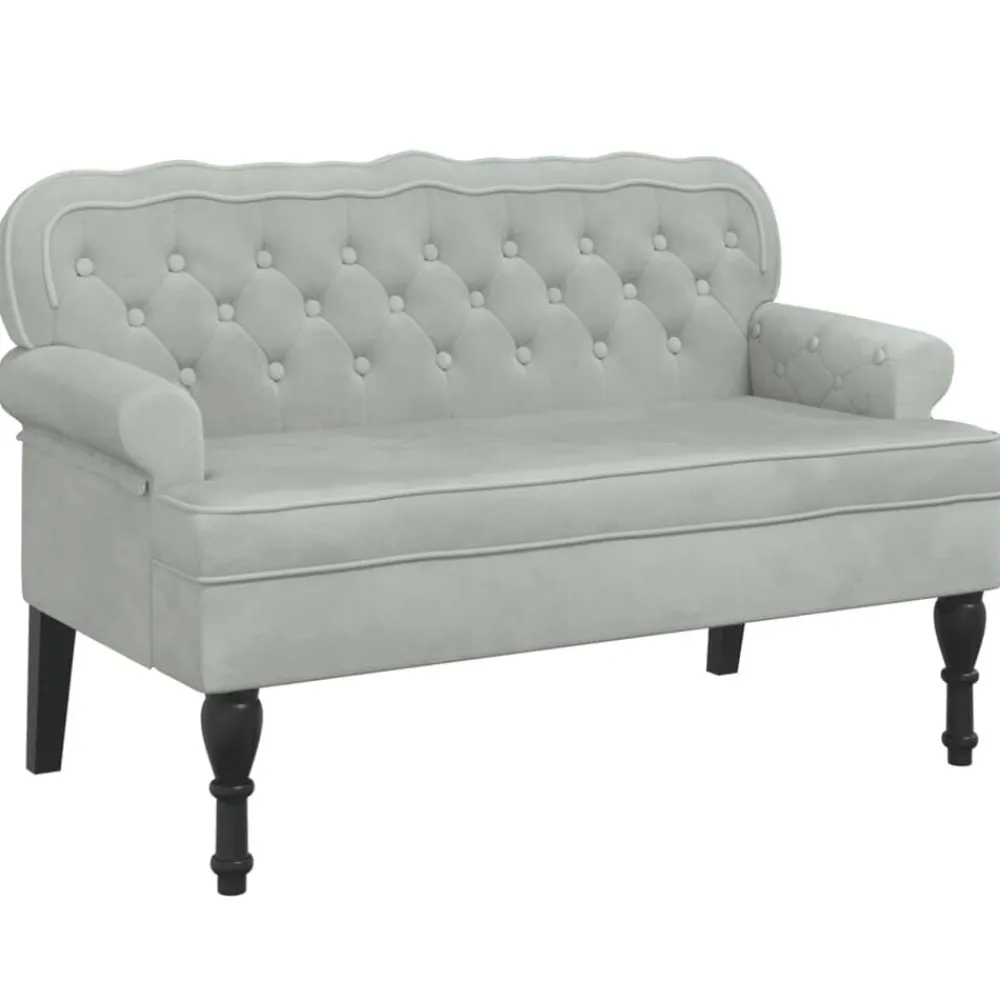 Bancs-vidaXL Banc avec dossier 119,5 x 64,5 x 75 cm Velours Gris clair