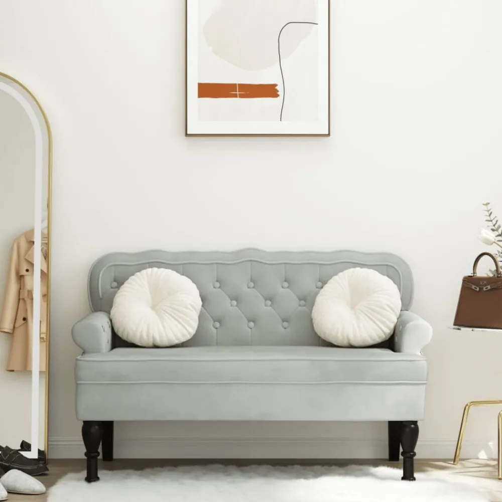 Bancs-vidaXL Banc avec dossier 119,5 x 64,5 x 75 cm Velours Gris clair