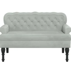 Bancs-vidaXL Banc avec dossier 119,5 x 64,5 x 75 cm Velours Gris clair