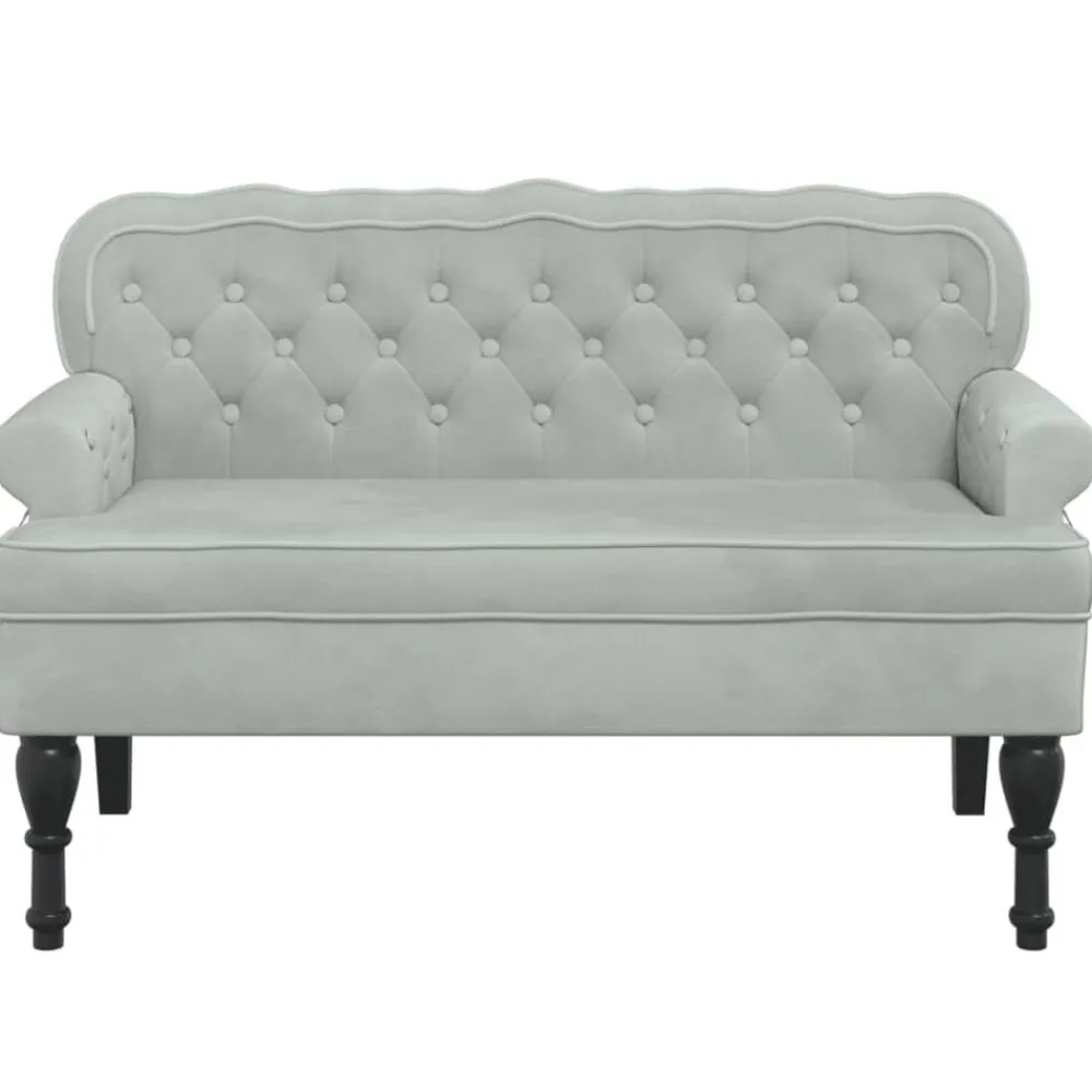 Bancs-vidaXL Banc avec dossier 119,5 x 64,5 x 75 cm Velours Gris clair