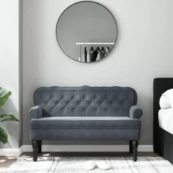Bancs-vidaXL Banc avec dossier 119,5x64,5x75 cm velours Gris foncé