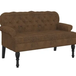 vidaXL Banc avec dossier 119,5x64,5x75 cm similicuir daim