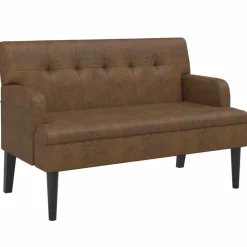 Bancs-vidaXL Banc avec dossier marron 112x65,5x75 cm similicuir daim Marron clair