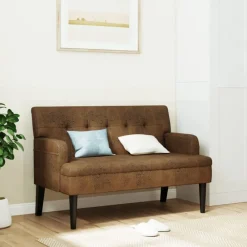 Bancs-vidaXL Banc avec dossier marron 112x65,5x75 cm similicuir daim Marron clair
