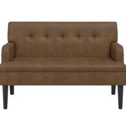 Bancs-vidaXL Banc avec dossier marron 112x65,5x75 cm similicuir daim Marron clair