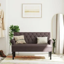 Bancs-vidaXL Banc avec dossier 120x62x75,5 cm tissu Marron foncé