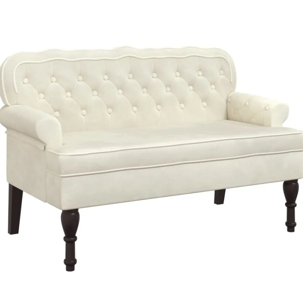 Bancs-vidaXL Banc avec dossier crème 119,5x64,5x75 cm velours Crème