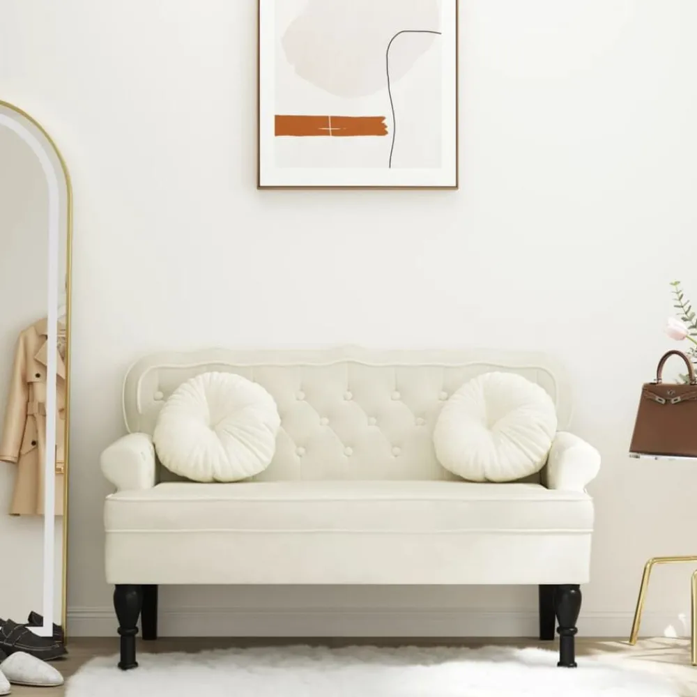 Bancs-vidaXL Banc avec dossier crème 119,5x64,5x75 cm velours Crème