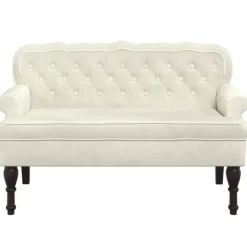 Bancs-vidaXL Banc avec dossier crème 119,5x64,5x75 cm velours Crème