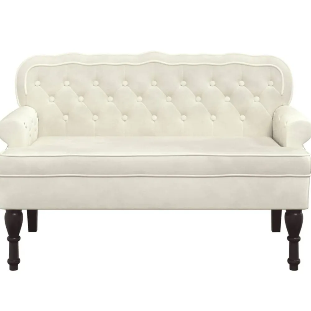 Bancs-vidaXL Banc avec dossier crème 119,5x64,5x75 cm velours Crème