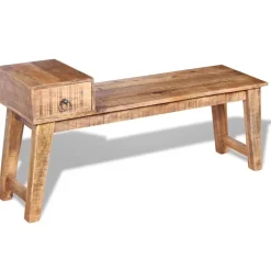 Bancs-vidaXL Banc avec tiroir Bois de manguier massif 120x36x60 cm
