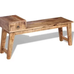 Bancs-vidaXL Banc avec tiroir Bois de manguier massif 120x36x60 cm