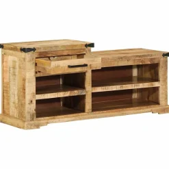 vidaXL banc avec tiroir Marron 110 x 35 x 50 cm Manguier brut