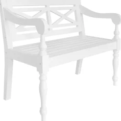 Bancs-vidaXL Banc Batavia 98 cm Bois d'acajou massif Blanc
