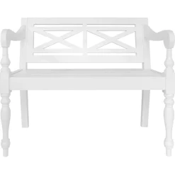 Bancs-vidaXL Banc Batavia 98 cm Bois d'acajou massif Blanc