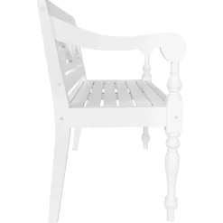 Bancs-vidaXL Banc Batavia 98 cm Bois d'acajou massif Blanc
