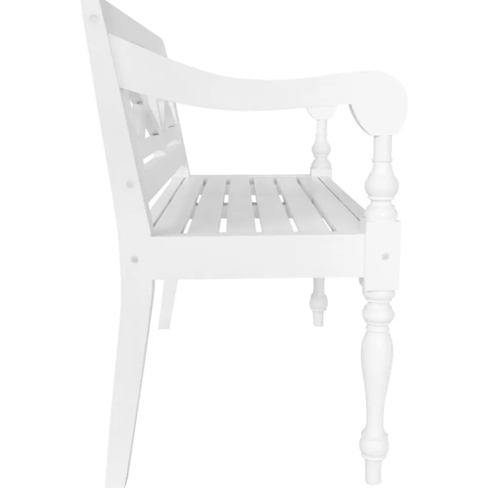Bancs-vidaXL Banc Batavia 98 cm Bois d'acajou massif Blanc