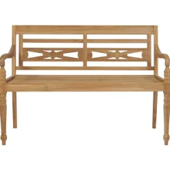 Mobilier De Jardin-vidaXL Banc Batavia avec coussin crème 120 cm Bois de teck massif Cr&egrave;me