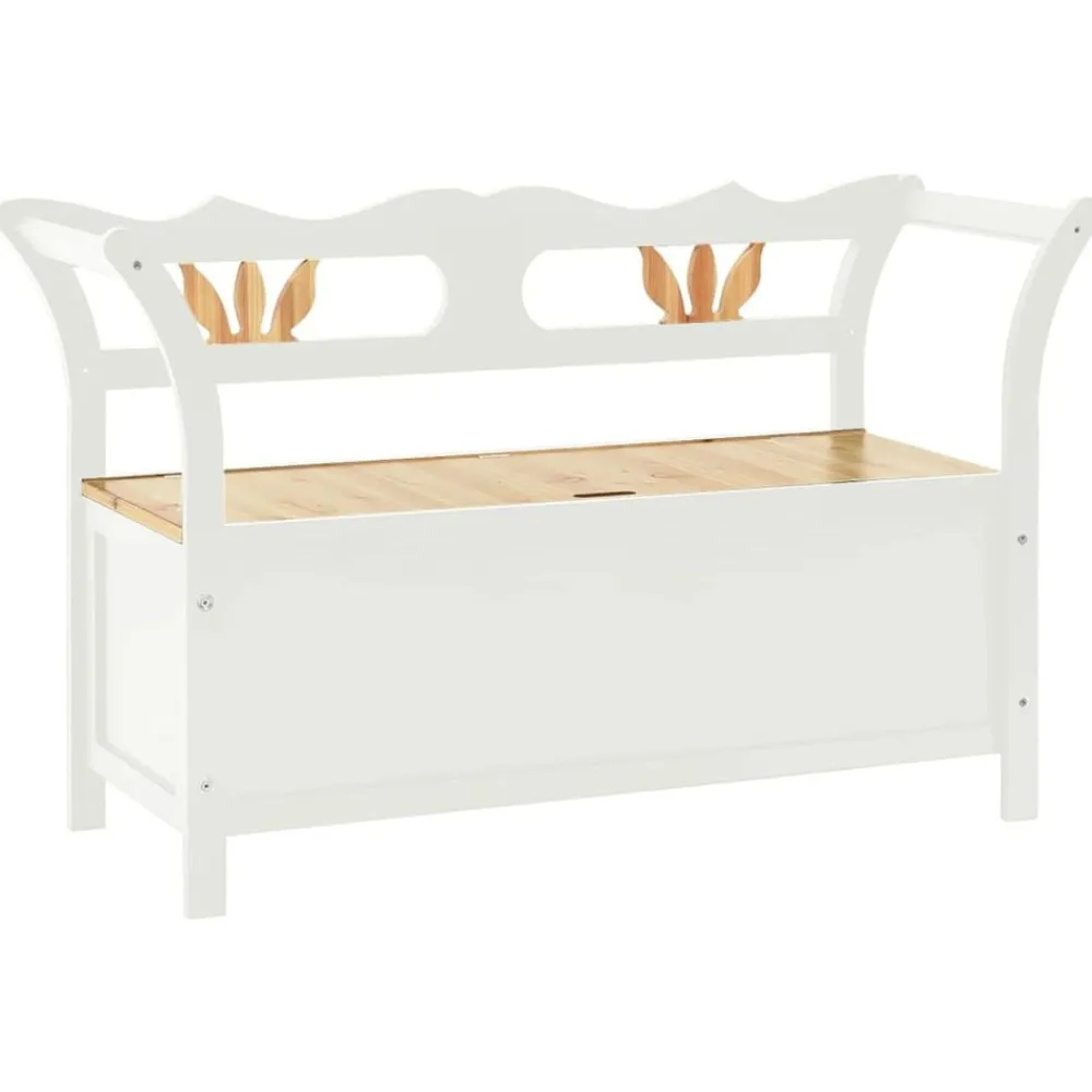 Bancs-vidaXL Banc Blanc 107x45x75,5 cm Bois de sapin solide Blanc et marron