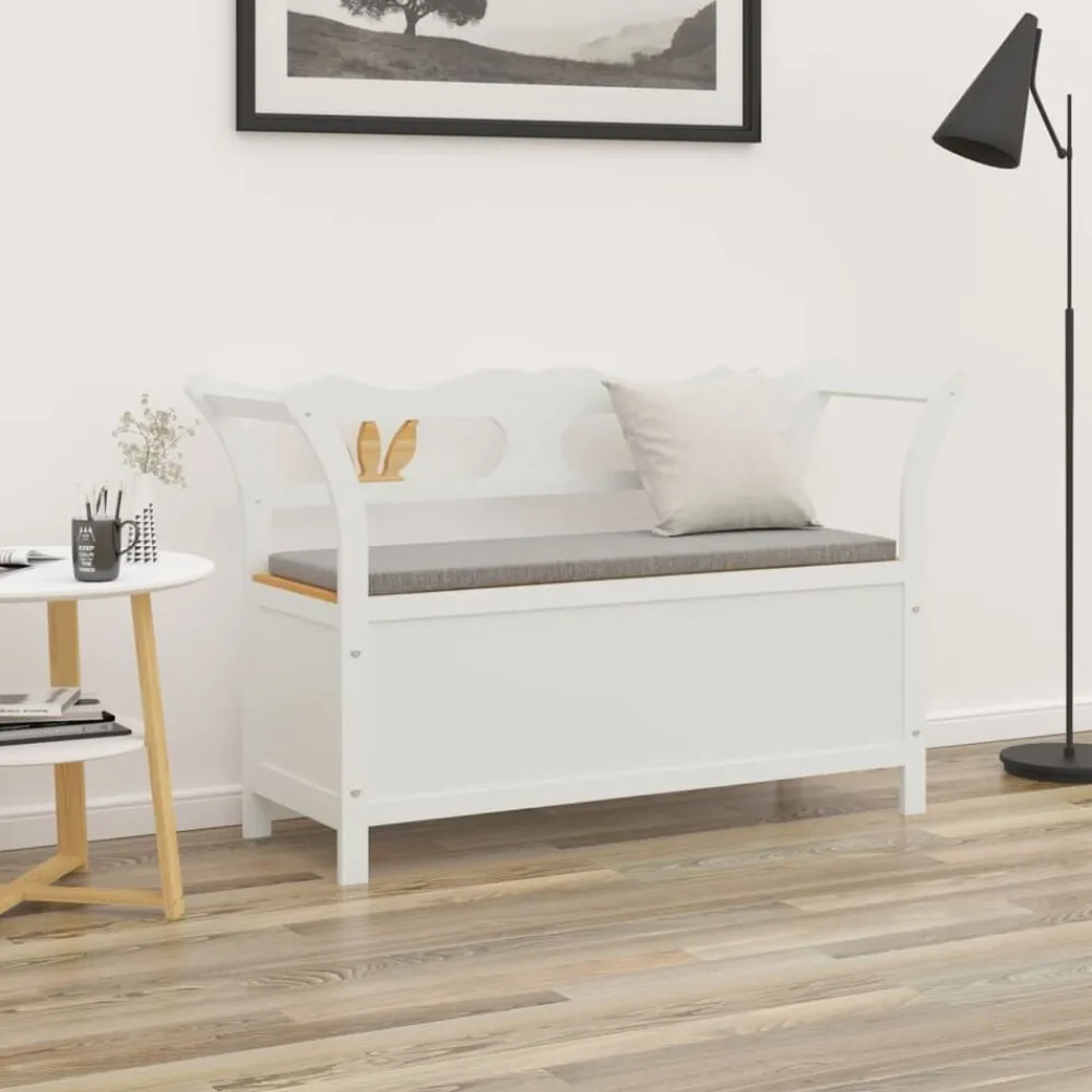 Bancs-vidaXL Banc Blanc 107x45x75,5 cm Bois de sapin solide Blanc et marron