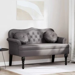 Bancs-vidaXL Banc Chesterfield 120,5 x 65 x 75 cm Simili cuir Gris
