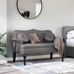 Bancs-vidaXL Banc Chesterfield 120,5 x 65 x 75 cm Simili cuir Gris