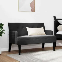 Bancs-vidaXL Banc Chesterfield 112 x 65,5 x 75 cm Velours Noir