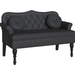 Bancs-vidaXL Banc Chesterfield 120,5 x 65 x 75 cm Simili cuir Noir