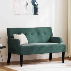 Bancs-vidaXL Banc Chesterfield 112 x 65,5 x 75 cm Velours Vert foncé