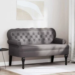 Bancs-vidaXL Banc Chesterfield 119,5 x 64,5 x 75 cm Cuir synthétique Gris