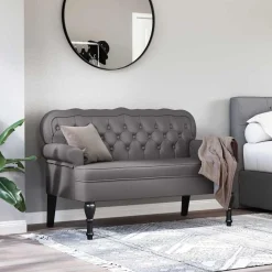 Bancs-vidaXL Banc Chesterfield 119,5 x 64,5 x 75 cm Cuir synthétique Gris