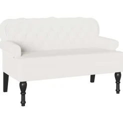 Bancs-vidaXL Banc Chesterfield 119,5 x 64,5 x 75 cm Cuir synthétique Blanc