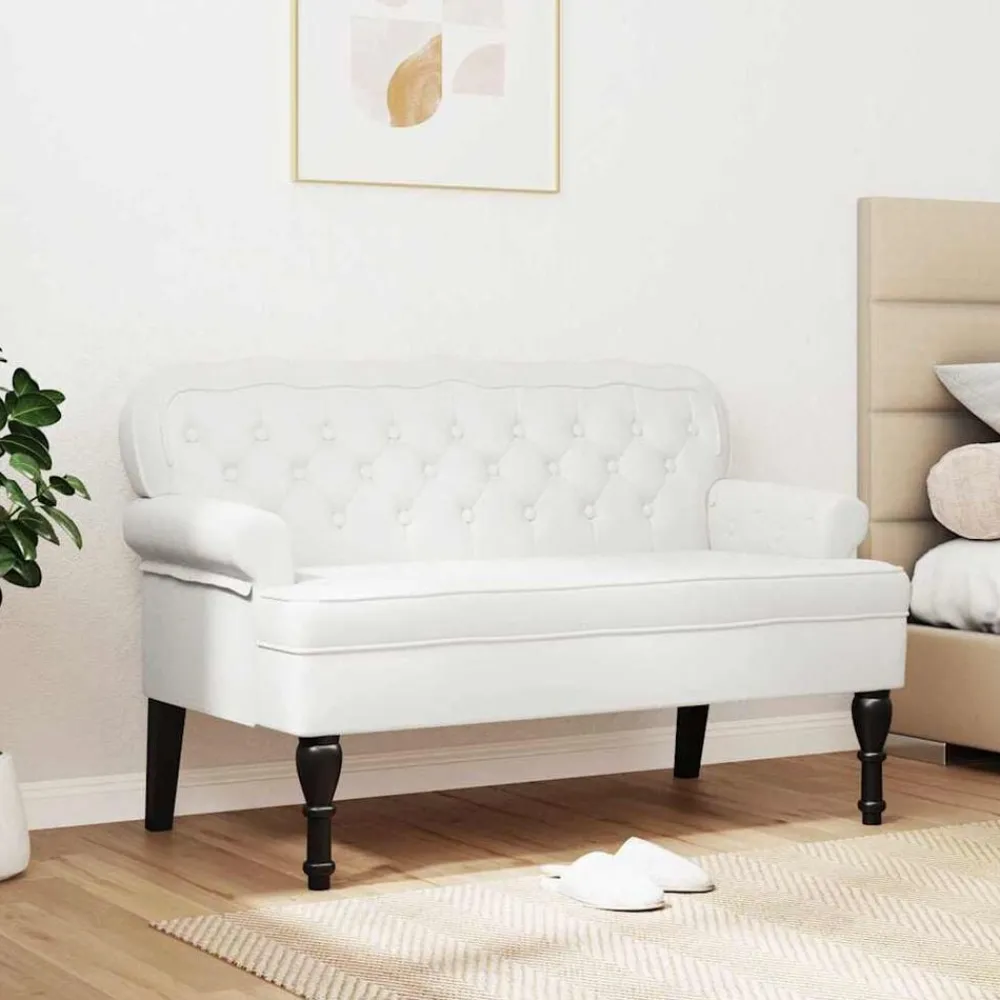 Bancs-vidaXL Banc Chesterfield 119,5 x 64,5 x 75 cm Cuir synthétique Blanc