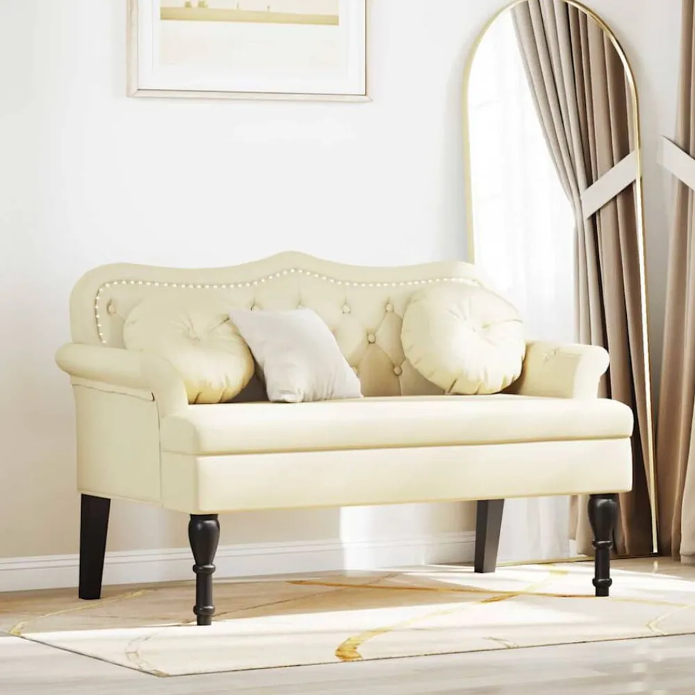 Bancs-vidaXL Banc Chesterfield Crème 120,5 x 65 x 75 cm Simili cuir Crème