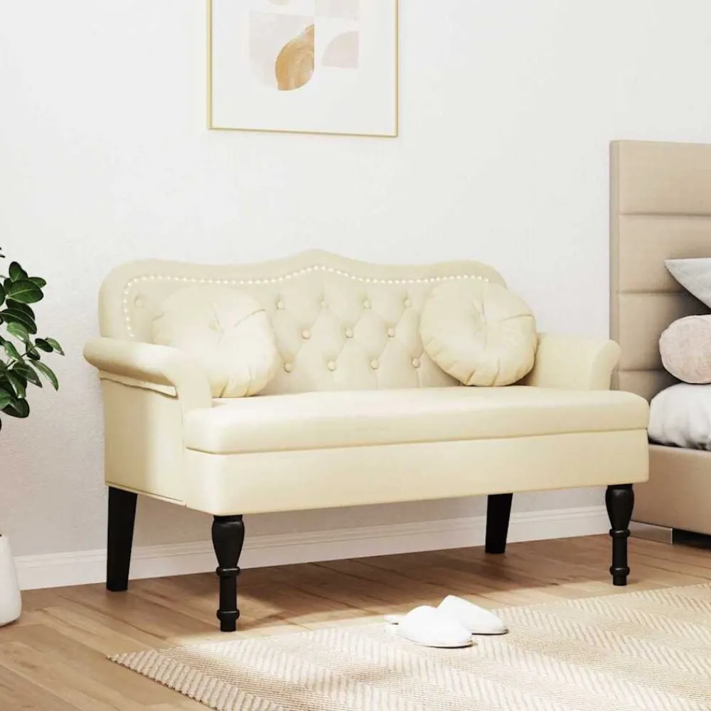 Bancs-vidaXL Banc Chesterfield Crème 120,5 x 65 x 75 cm Simili cuir Crème
